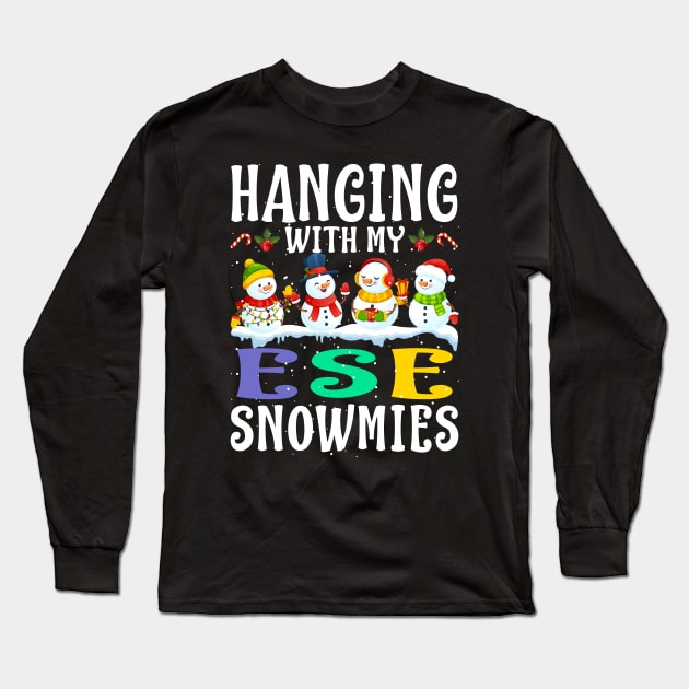 Hanging With My Ese Snowmies Teacher Christmas Long Sleeve T-Shirt by intelus